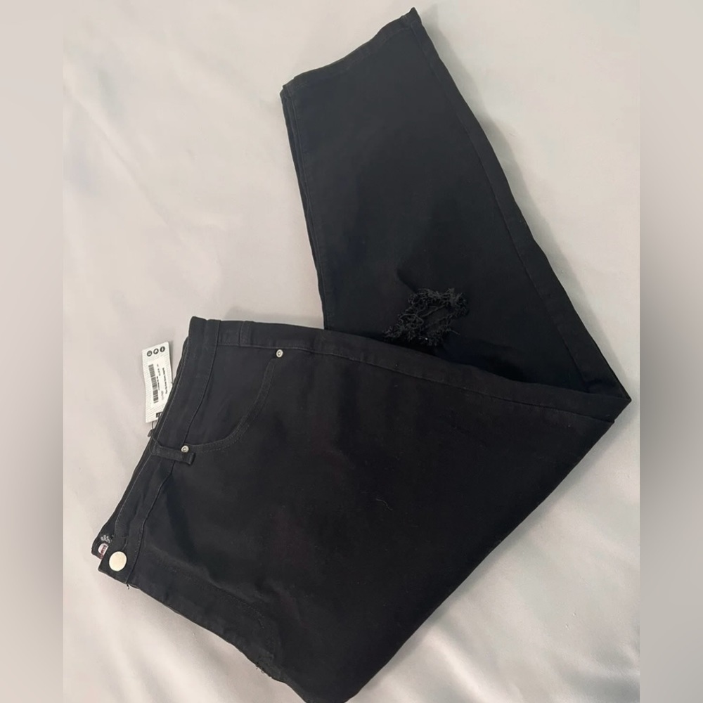Boohoo Womens High Rise Distressed Black Skinny Jeans Size 24 jegging NWT!‎